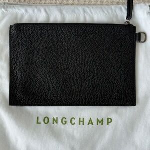 Longchamp black leather pouch